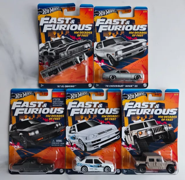 Hot Wheels Fast & Furious Series - Ecipse, Skyline Gt-R, Silvia, Supra, Bugatti