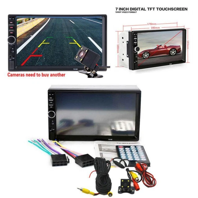 Car 2Din 7" Touch Screen FM Bluetooth Radio Audio Stereo Video Mp5 Player Camera