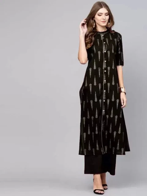 Bollywood Beautiful Kurti Palazzo Set Rayon Printed Women's Kurta Pajama Dress