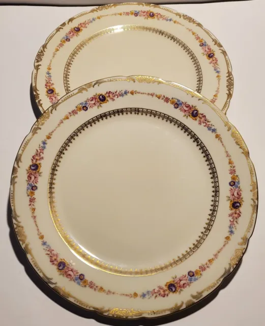 Set Of 2 KPM Royal Ivory The Festival 10" Dinner Plates Vintage Fine China