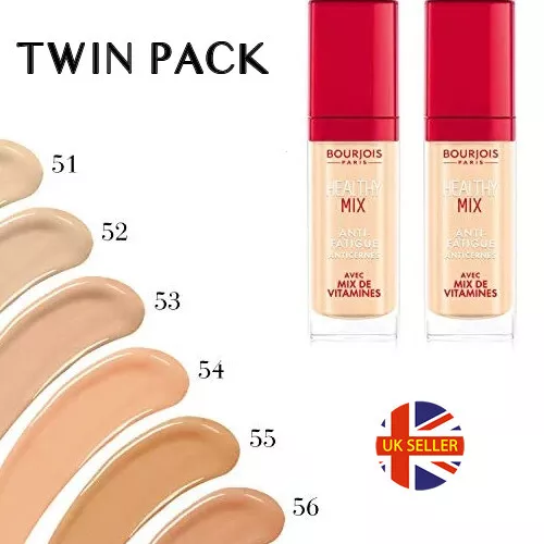 2 x BOURJOIS Gesunde Mischung Anti-Müdigkeit Abdeckfolie golden beige, dunkel, Honig x2 Stck.