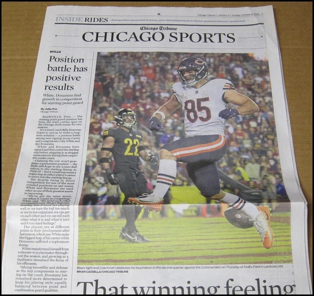 10 8 2023 chicago tribune sports cole kmet bears vs minnesota vikings