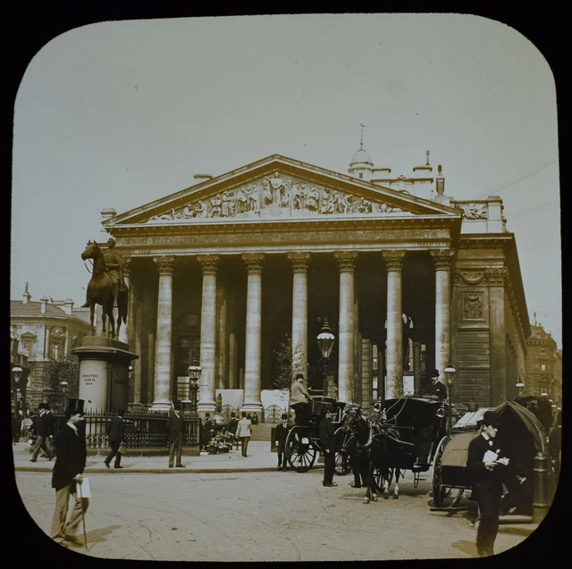 ANTIQUE Magic Lantern Slide THE ROYAL EXCHANGE LONDON C1890 OLD VICTORIAN PHOTO