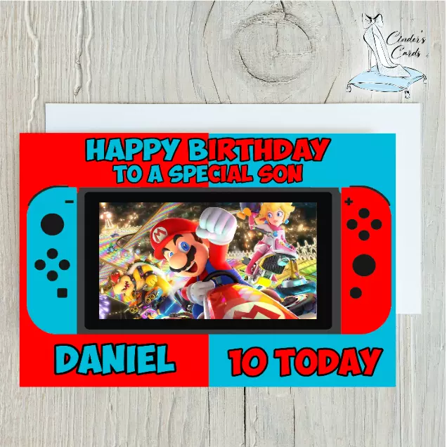 personalised birthday card Mario Kart any name/age/relation/occasion.
