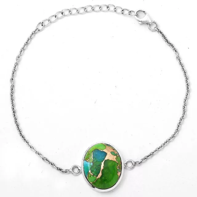 BLUE TURQUOISE IN Green Mohave - USA 925 Sterling Silver Bracelet ...
