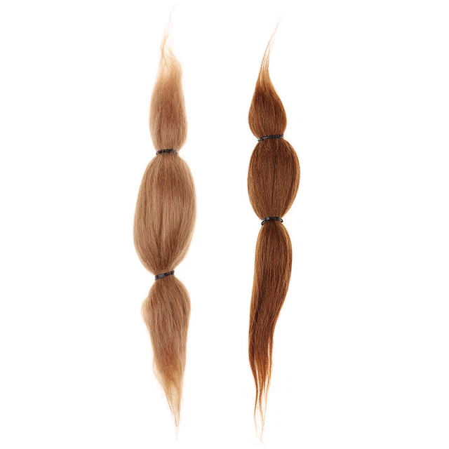 2Pcs parrucche diritte dei capelli del mohair puro per la bambola di