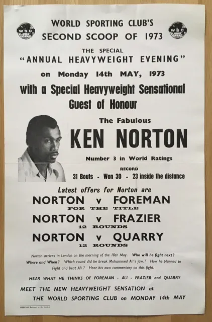 Superb Rare Legendary Ken Norton U.k Appearance Original Handbill Poster 1973!!