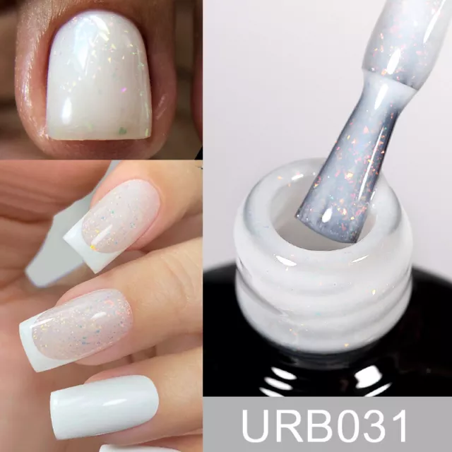 UR SUGAR 7ml Nail Rubber Base Gel Pink Gold Flakes Soak off UV LED Gel Varnishes