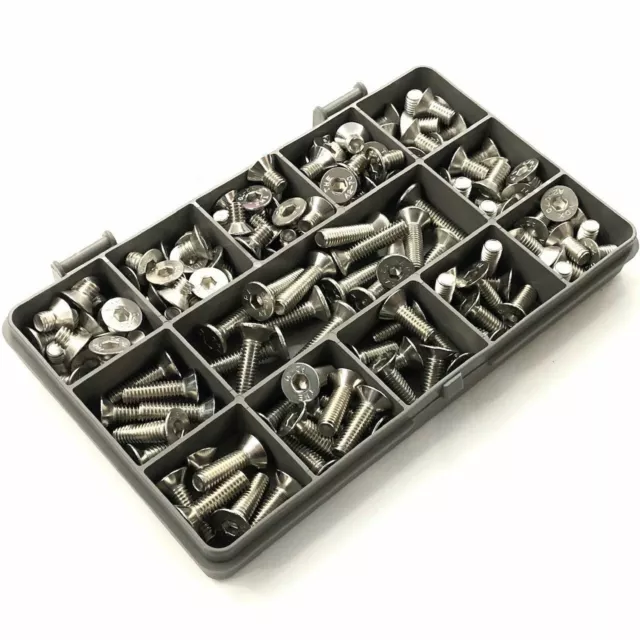 130 Assorted Stainless Steel M6 Countersunk Csk Socket Cap Allen Bolt Screws Kit