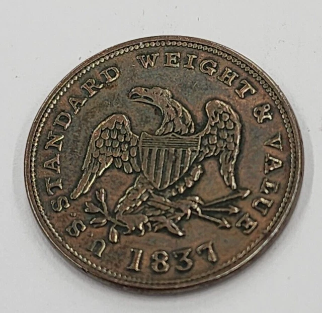 1837 1/2 Half Cent Worth of Pure Copper Hard Times Token
