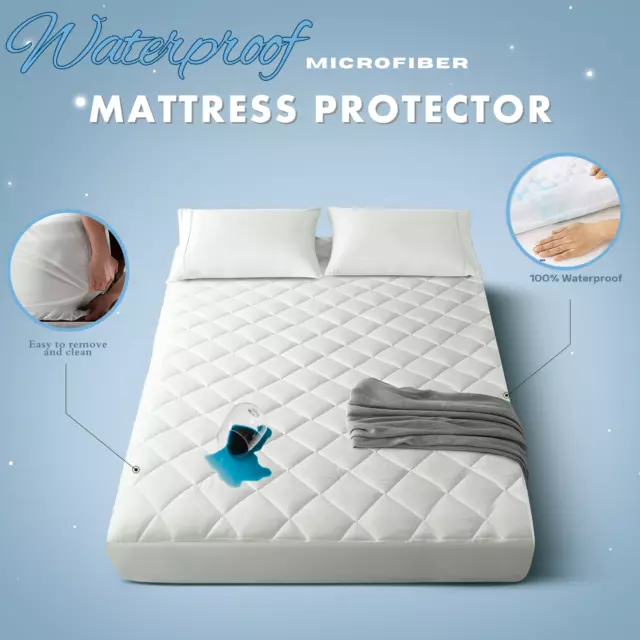 Quilted Waterproof Matress Mattress Protector Extra Deep Fitted Bed Topper Cover