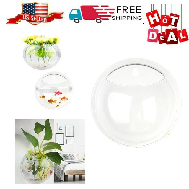 Wall Hanging Fish Tank Round Wall Mounted Fish Aquarium Plant Vase Home