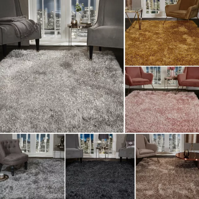 5.5cm Large SHAGGY Floor RUG Soft SPARKLE Shimmer Glitter Thick Soft Pile Rugs