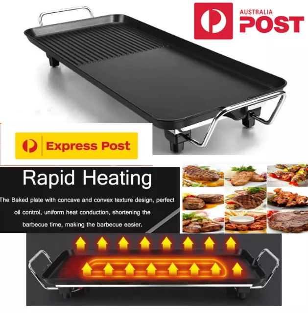 Electric Up to 1500W BBQ Grill Teppanyaki Non-stick Hot Plate Griddle Smokeless