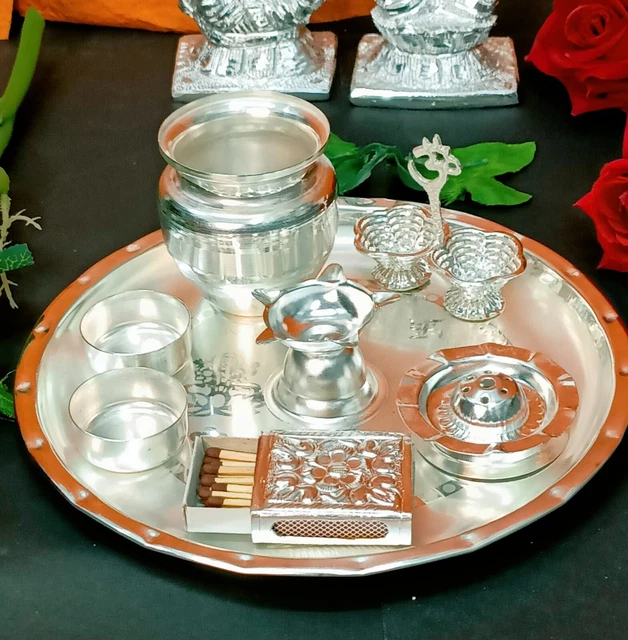 Set tradizionale di stoviglie Thali in acciaio inox e rame, diametro 12-Inch Acciaio Rame