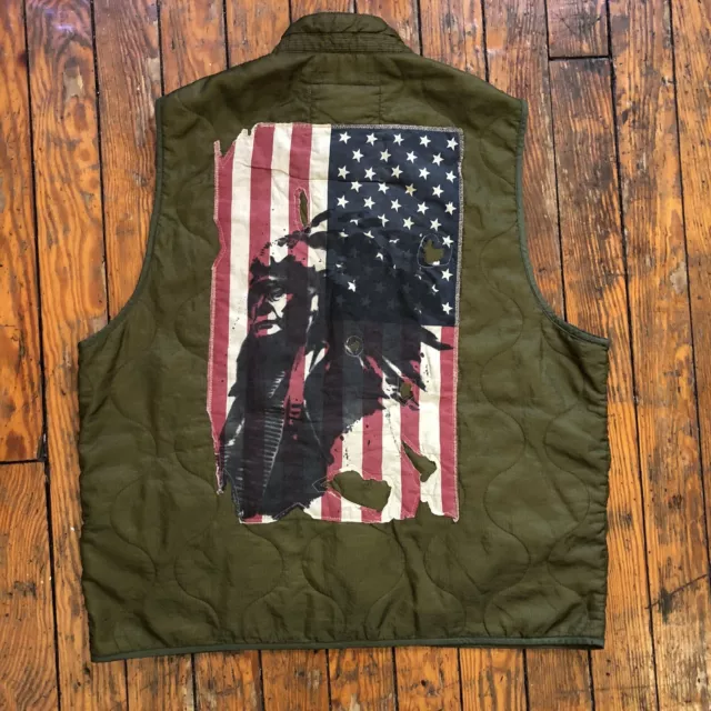 Ralph Lauren Denim Supply Puffer Vest USA Flag Native American Mens XXL 2XL