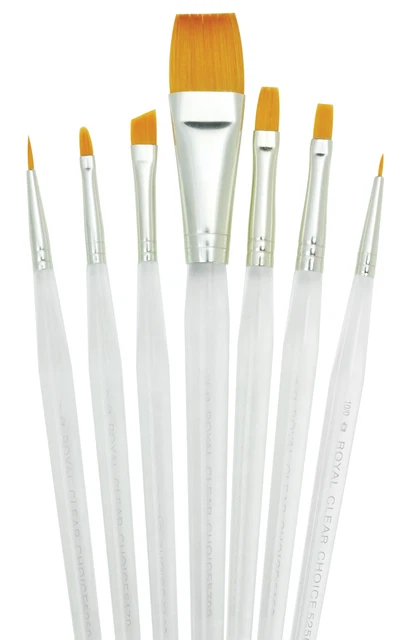 7 PC Acrilico Pennello Set Piatto Rotondo Angolare Filbert Artista Acquerello