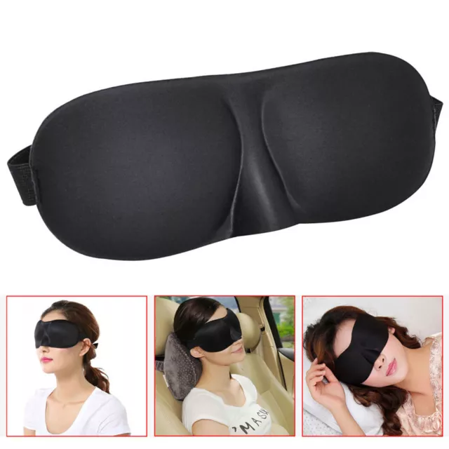 3D Eye Mask Travel Beauty Sleep Bedtime Sponge Cover Blindfold Blinder Black ds