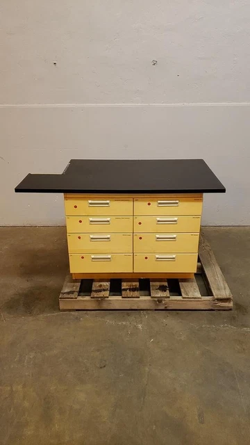 4' Wood Lab Casework Bench 8 Drawers w/ Top