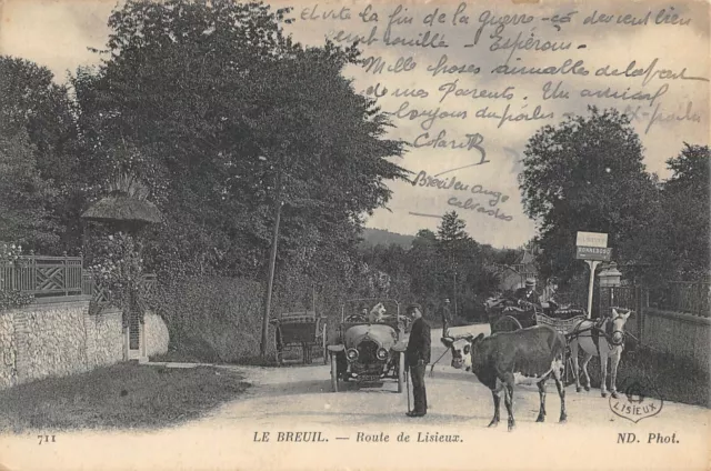 Cpa 14 Le Breuil Route De Lisieux
