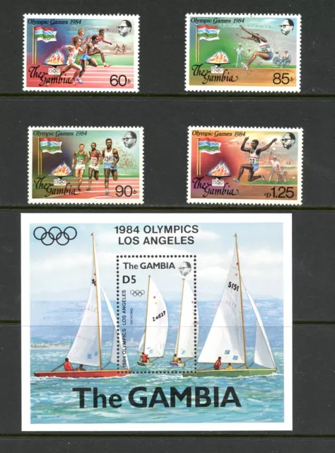 P079 Gambie 1984 Olympiques Ensemble & Feuille MNH