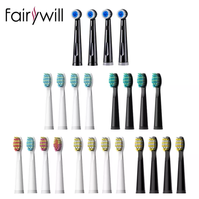 Fairywill Sonic Rotate Electric Replacement Toothbrush Brush Heads Rechargeable