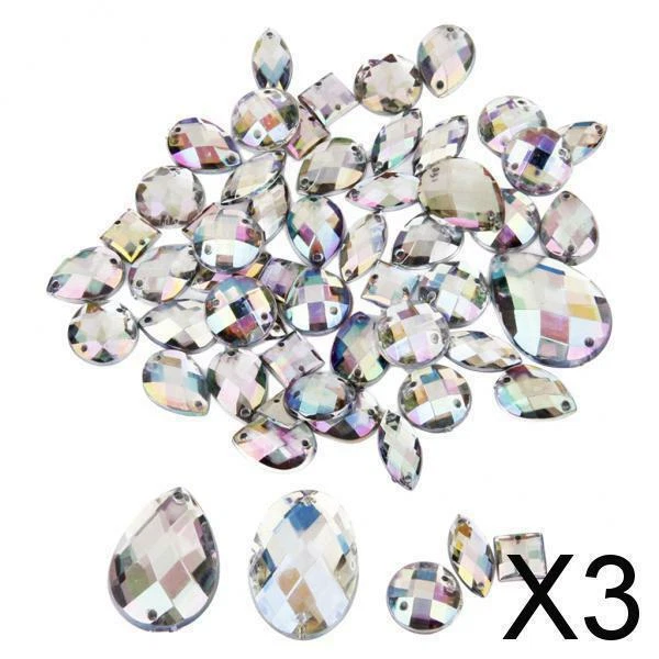 3X 50 Stück Strass Steine Flatback Kristall verzierung Nähen Knopf Dekoration