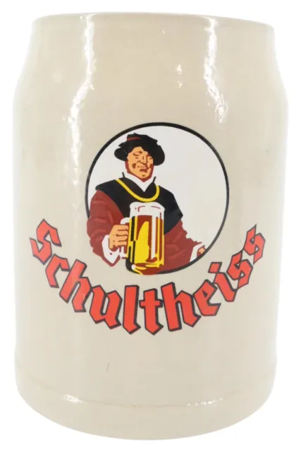 SCHULTHEISS Bierkrug Steinkrug Beige Vintage Sammlerstück