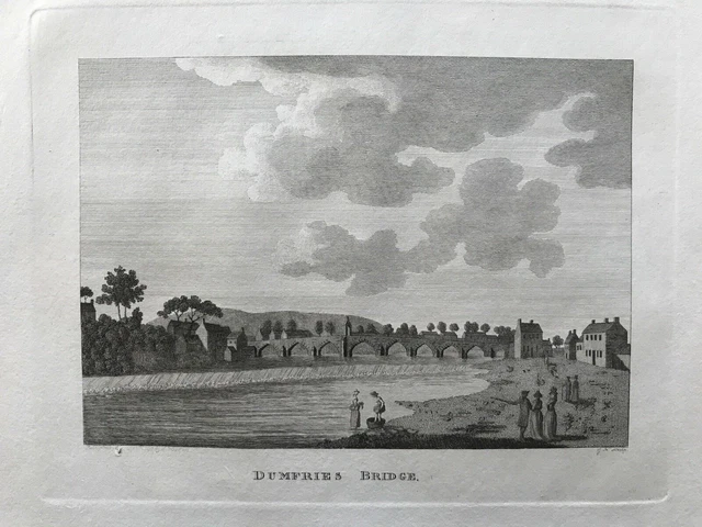 1790 Antique Print: Devorgilla / Old Bridge, Dumfries, Scotland by Grose