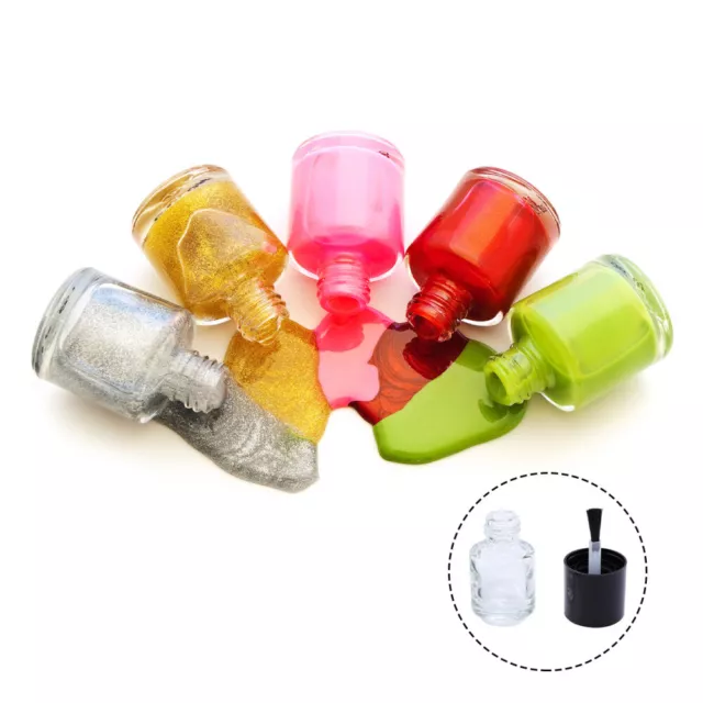15 piezas botella esmalte de uñas viaje recipiente transparente con tapa negro