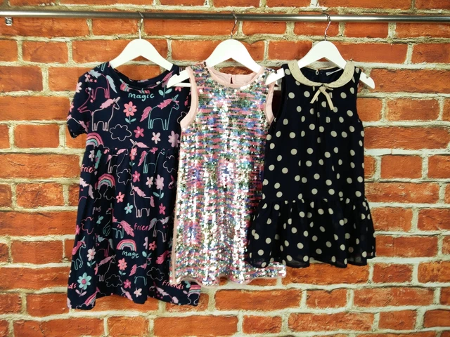 GIRLS BUNDLE AGE 4-5 YEARS BLUEZOO H&M etc PARTY DRESS SEQUIN UNICORN SET 110CM