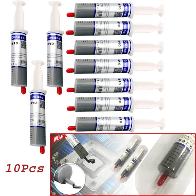 10Pcs Silicone Thermal Paste Grease Syringe Heatsink Compound Cooling for PC CPU
