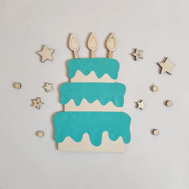 Birthday Decoration Punch-free Diy Felt Cloth Birthday Cake Poster Splicing