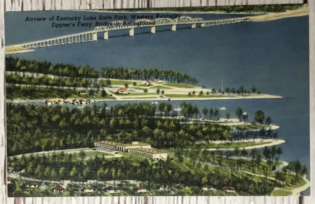Aerial Kentucky Lake State Park ~ Eggner's Ferry Bridge~ Kenlake Hotel  Postcard