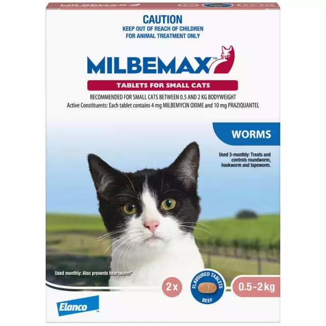 Milbemax Allwormer 0.5-2kg Cat 2pk Stomach Parasites Control