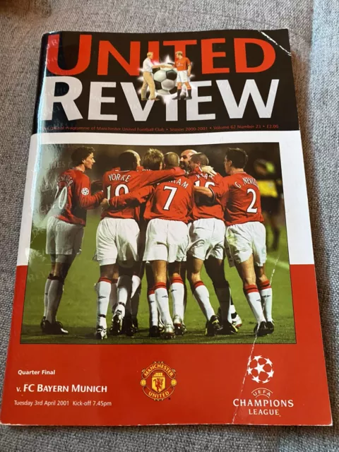 Programma Manchester United CL v FC Bayern Monaco 03/04/2001 buono
