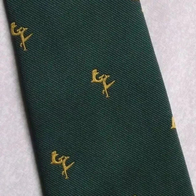 Tie Necktie Mens Vintage Crested Club Association Society GREEN GOLD