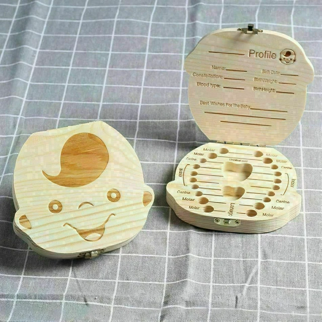Boy&Girl Kids Tooth Box organizer for baby Save Milk teeth Wood Storage Box New