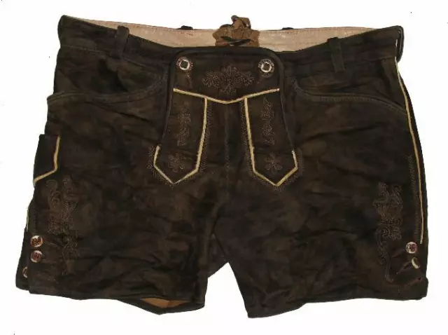 Corti,Hüftige Donne- Trachten- Pantaloni IN Pelle/Pantaloni Costume Scuro Braun