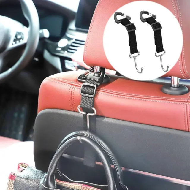 2x 2 In 1 Car Headrest Hidden Hook With Phone Holder For Purse Vehicle