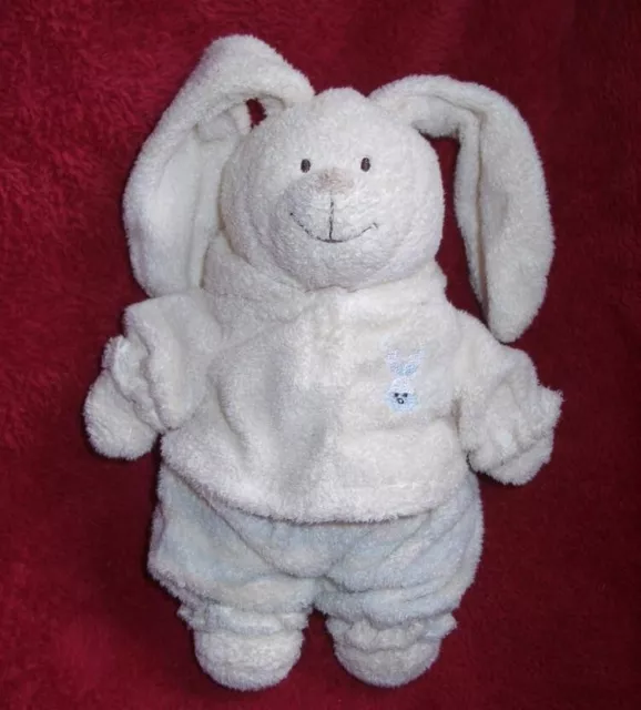 NICOTOY Hase creme mit Anzug blau gestreift ca 23 cm Kapuze