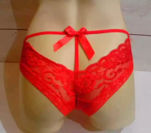 Sexy Braga De Encaje Rojo Con Lazo  - Braguita Roja - M