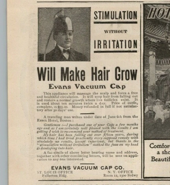 1890s-1910s Print Ad Evans Vacuum Cap Co Quack Medicine