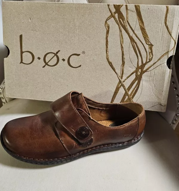 BOC BORN Colleta Brown Oiled Fig Leather Clogs Mules Shoes Women's Size 11M