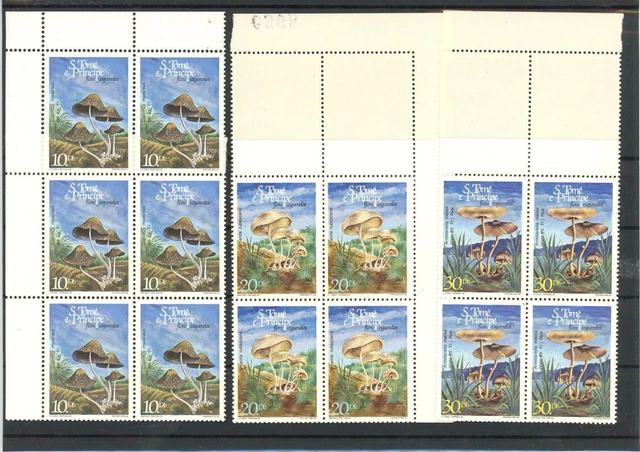 Sao Tomé Principe Zehnerbogen 937-939 postfrisch Pilze #JQ949