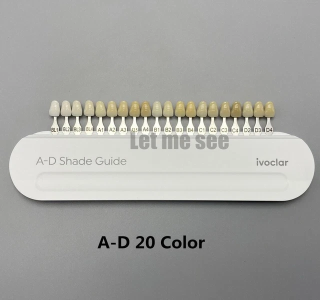 1set Ivoclar Vivadent Dental Shade Guide A-D 20 Color Porcelain Teeth Bleached