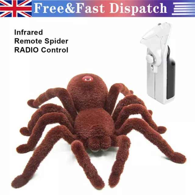 UK Remote Control Creepy Soft Scary Plush Spider Infrared RC Tarantula Kid Toy