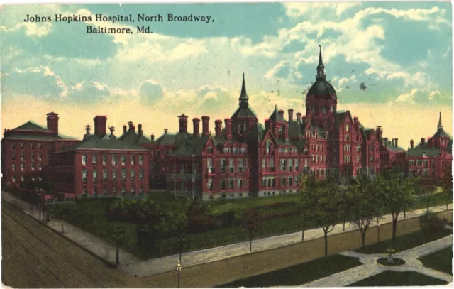 Baltimore Maryland Johns Hopkins Hospital North Broadway Postcard