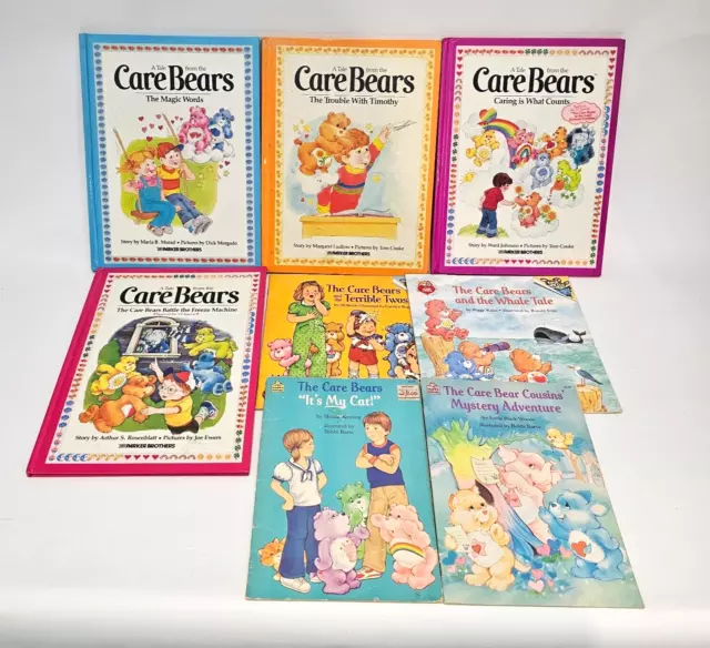 CARE BEARS Books Lot of 8 Vintage PARKER BROTHERS & Paperback