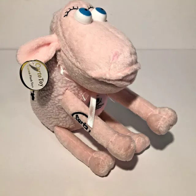 Vintage Serta Mattress Counting Sheep Pink Breast Cancer Bean Plush 8" Toy NWT